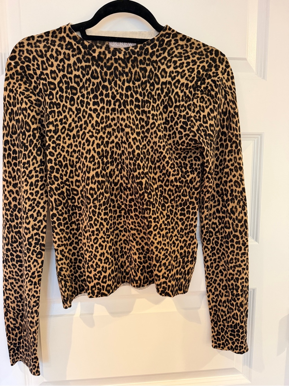 J. Crew Leopard Print Crewneck Sweater in Tan and Black